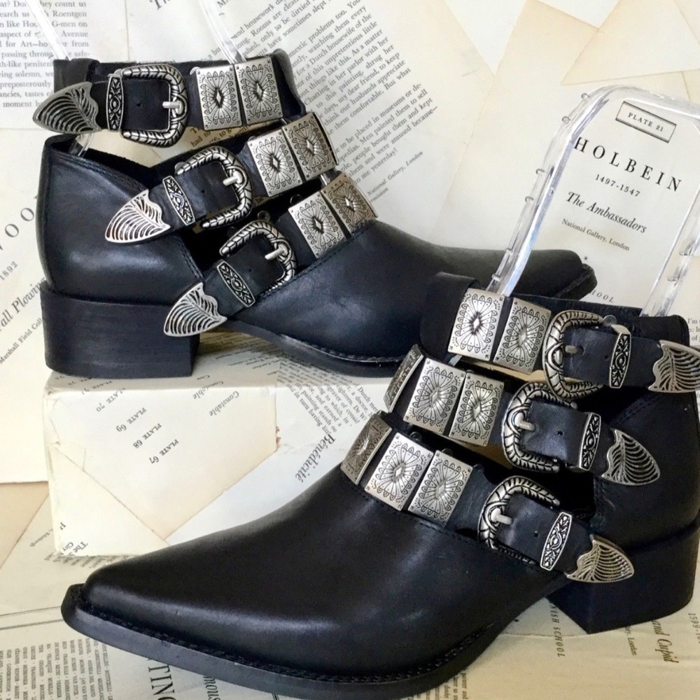 Jeffrey Campbell Etched Buckle Western Bootie 8 - Picture 3 of 8